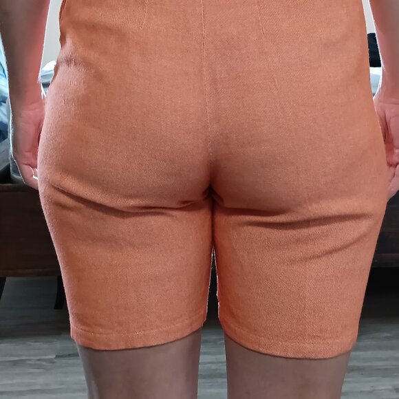 Vintage 1950s 1960s Orange Bermuda Shorts Home Sewn Cotton XS - Picture 3 of 12